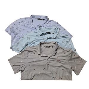 Travis Mathew Cotton Short Sleeve Golf Polo Shirt Lot Cactus Pelican Cards XL